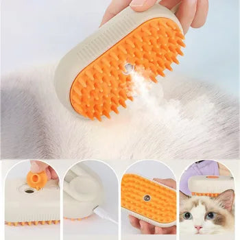 Pet Spray Massage Brush – Steam & Hair Removal Comb