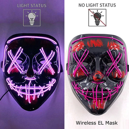 Wireless Neon LED Mask - Halloween & Party Mask