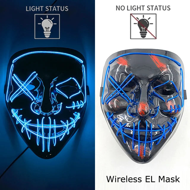 Wireless Neon LED Mask - Halloween & Party Mask