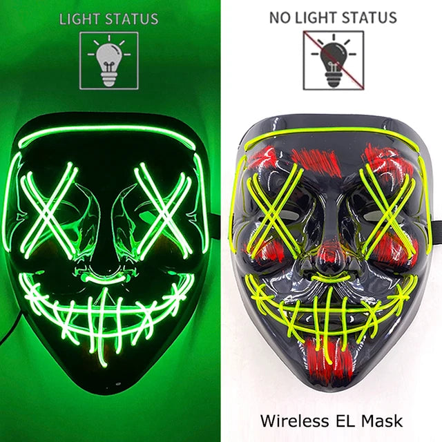 Wireless Neon LED Mask - Halloween & Party Mask