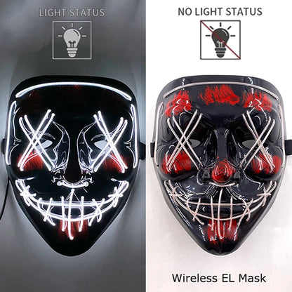 Wireless Neon LED Mask - Halloween & Party Mask