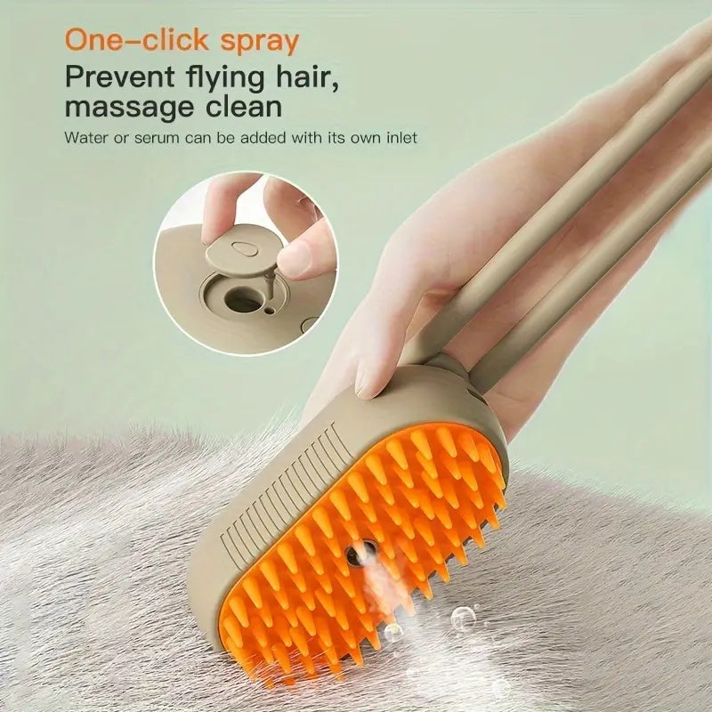 Pet Spray Massage Brush – Steam & Hair Removal Comb