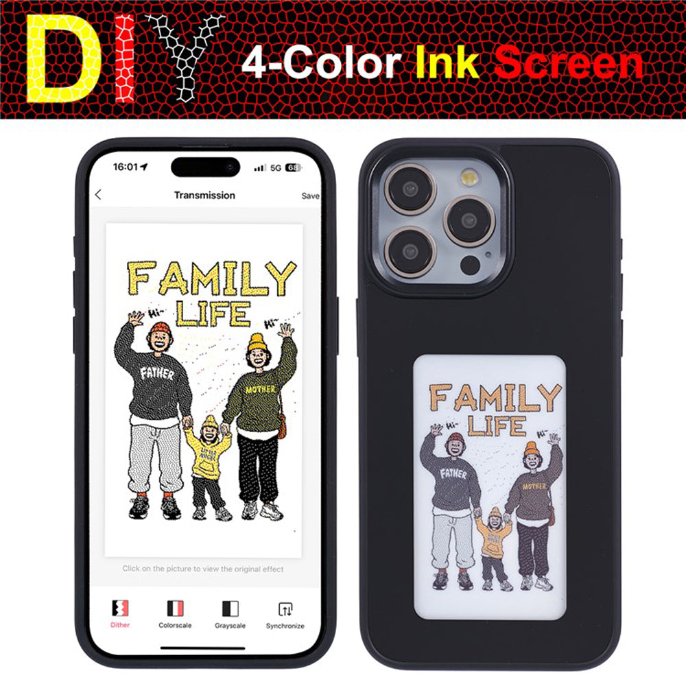 New-Tech NFC Phone Case – DIY E-Ink 4-Color Screen for iPhone 15/14/13 Pro Max