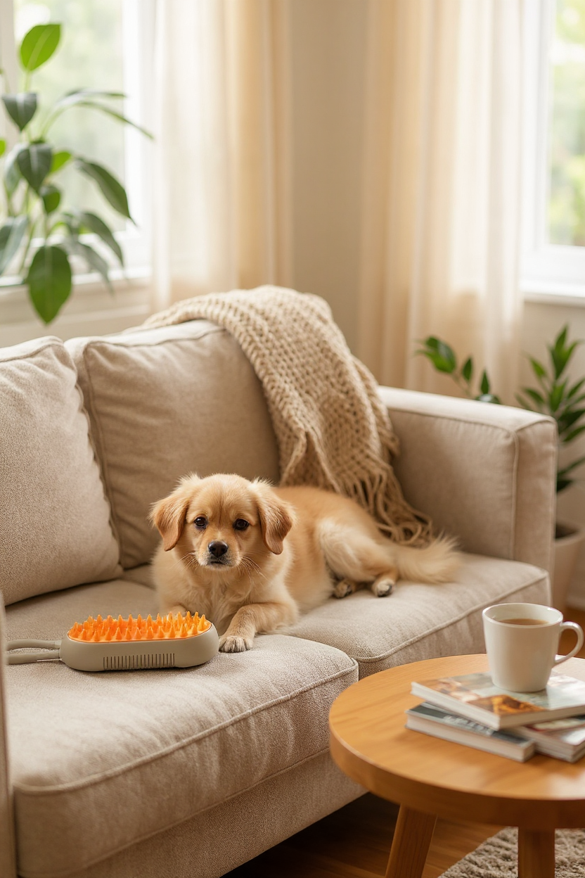 Pet Spray Massage Brush – Steam & Hair Removal Comb