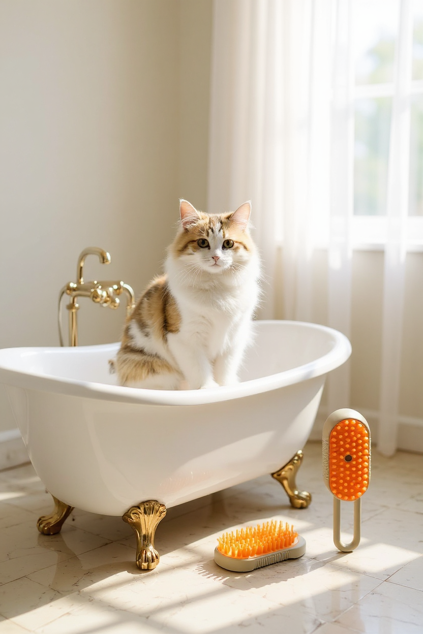 Pet Spray Massage Brush – Steam & Hair Removal Comb